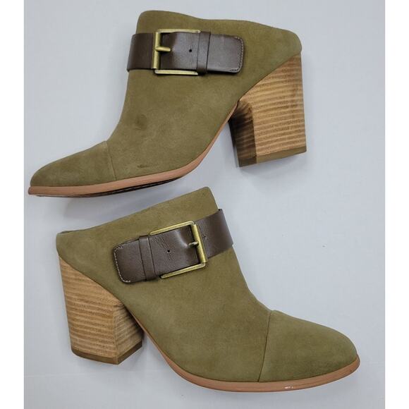 Linea Paolo Logan Green Burnished Nubuck Suede Booties 3" Chunky Heel Size 7M - Picture 1 of 8